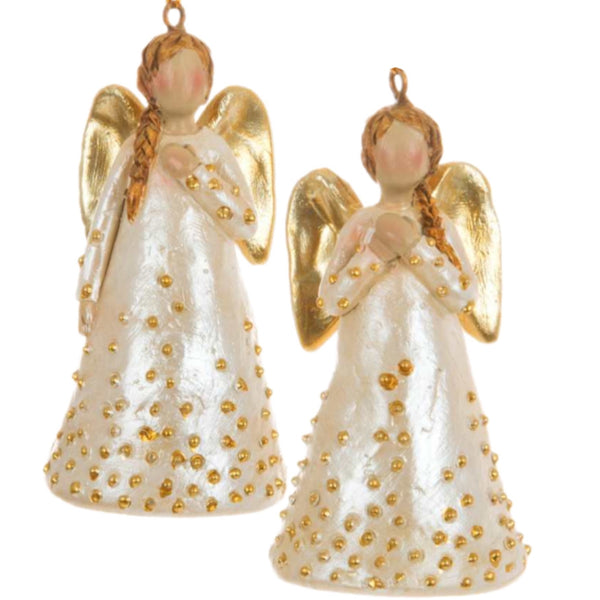 Assorted Angel With Gold Beads Ornament, INDIVIDUALLY SOLD