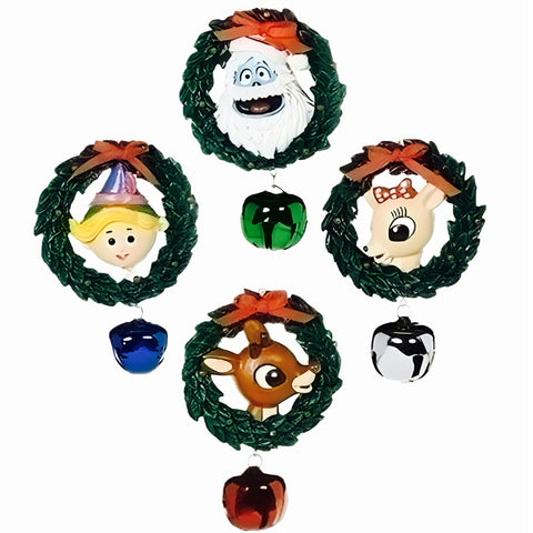 Assorted Rudolph & Friends In Wreath Ornament, INDIVIDUALLY SOLD