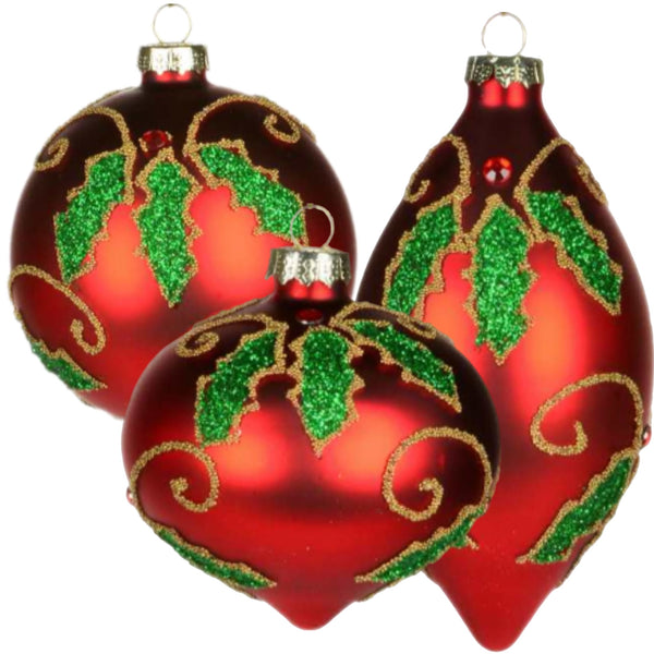 Assorted Red Holly Ball, INDIVIDUALLY SOLD