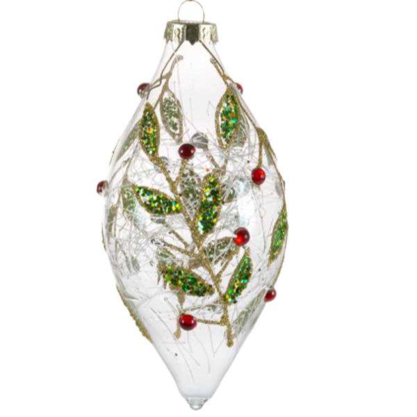 Assorted Spun Glass Interior Holly Ball, INDIVIDUALLY SOLD