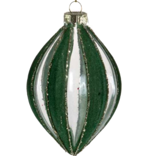 Assorted Green  Velvet Stripes Ball, INDIVIDUALLY SOLD