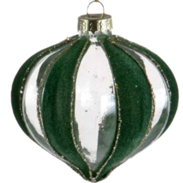 Assorted Green  Velvet Stripes Ball, INDIVIDUALLY SOLD