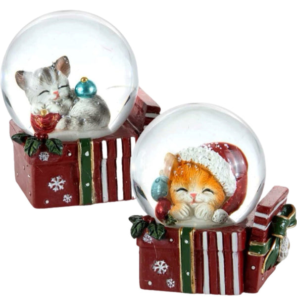 Assorted Cat In Giftbox Snowglobe, INDIVIDUALLY SOLD