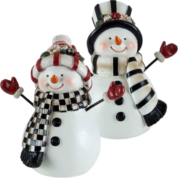 Assorted Checkered Snowman Figurine, INDIVIDUALLY SOLD