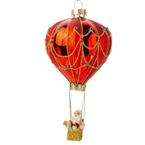 Santa In Hot Air Balloon Ornament