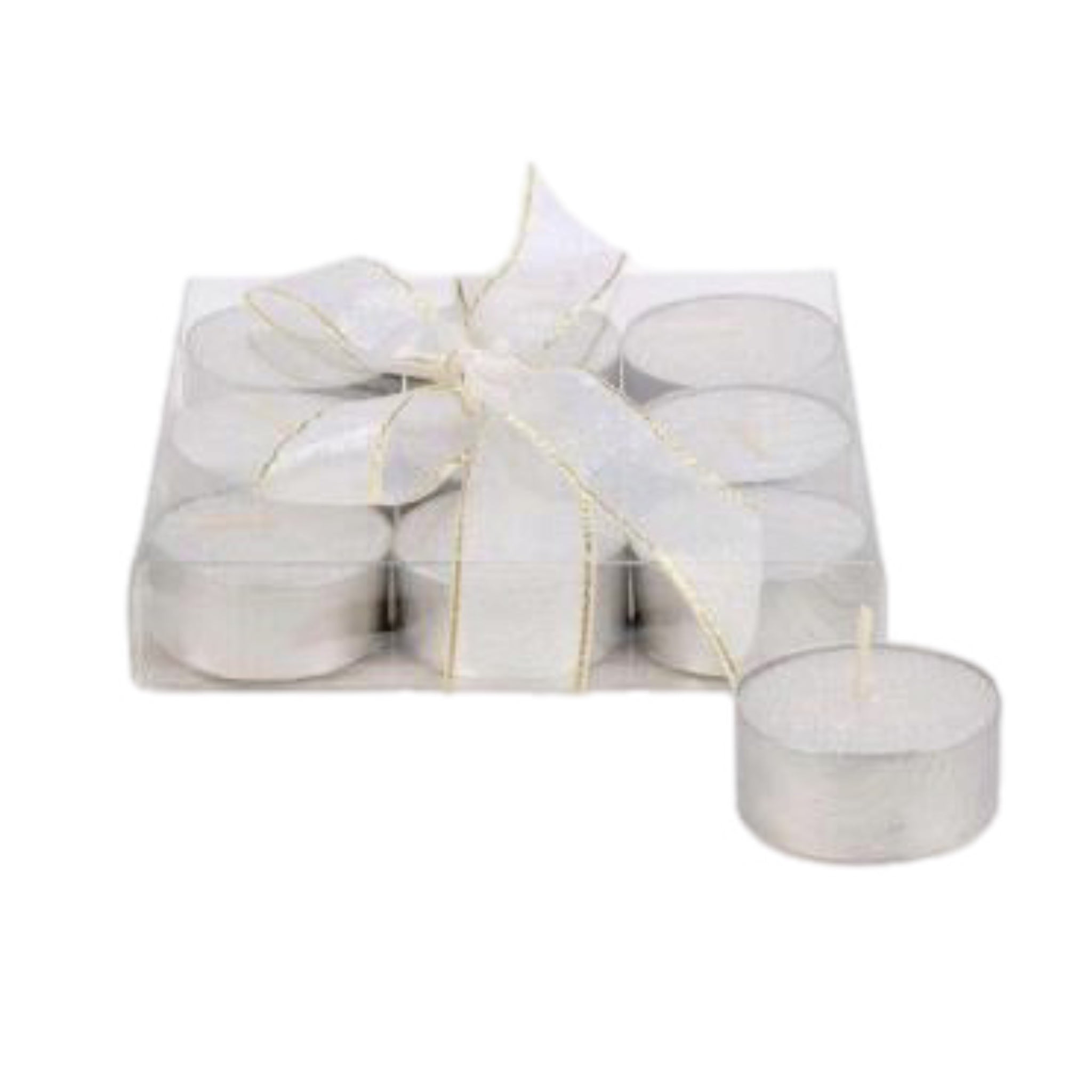 Set Of 9 Tealight Candle: White Glitter