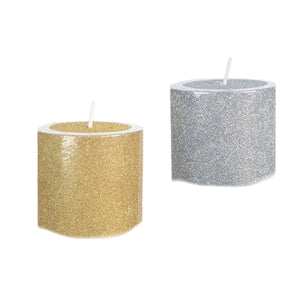 Assorted 2.75" X 2.75" Glitter Pillar Candle, INDIVIDUALLY SOLD