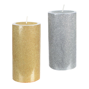 Assorted 2.75" X 5" Glitter Pillar Candle, INDIVIDUALLY SOLD