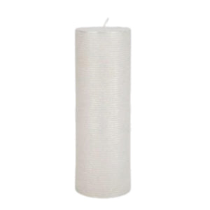 3" X 9" Glitter Pillar Candle: White