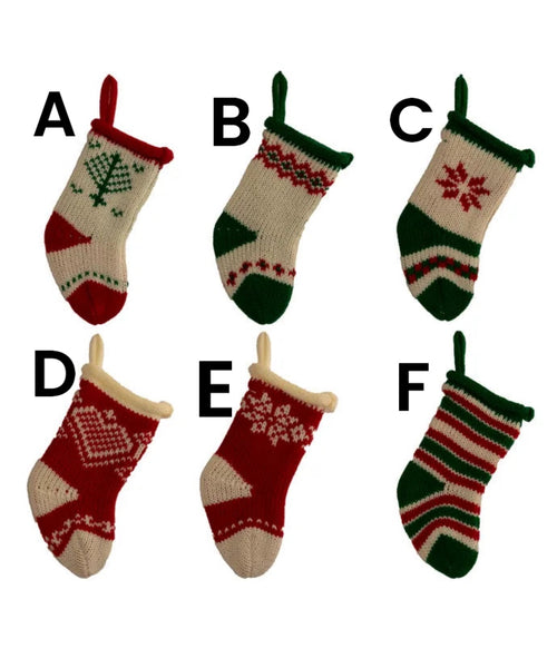 Assorted 5" Mini Knit Stocking Ornament, INDIVIDUALLY SOLD