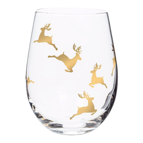 Reindeer Stemless Wine Glass