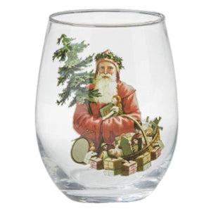 Santa Stemless Wine Glass