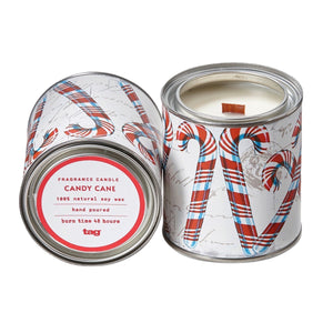 3" X 3.5” Tin Candle: Candy Cane