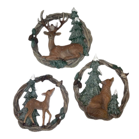 Assorted Animal In Wreath Ornament, INDIVIDUALLY SOLD