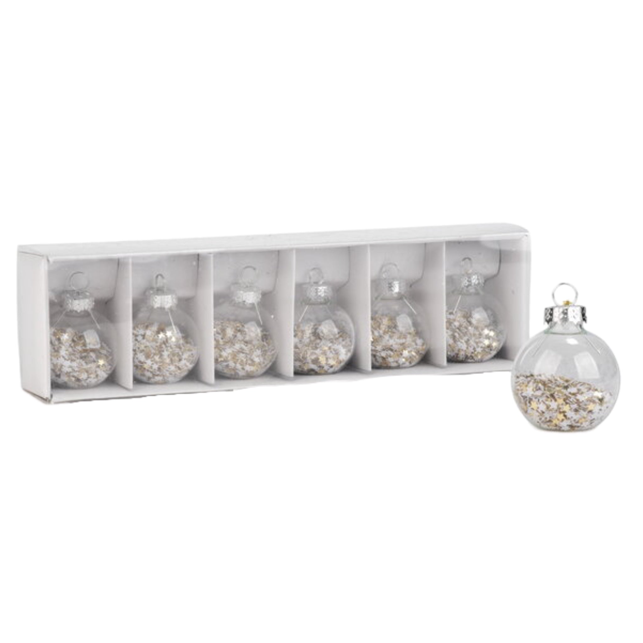 Silver And Gold Star Confetti Ball Place Card Holder, Set Of 6