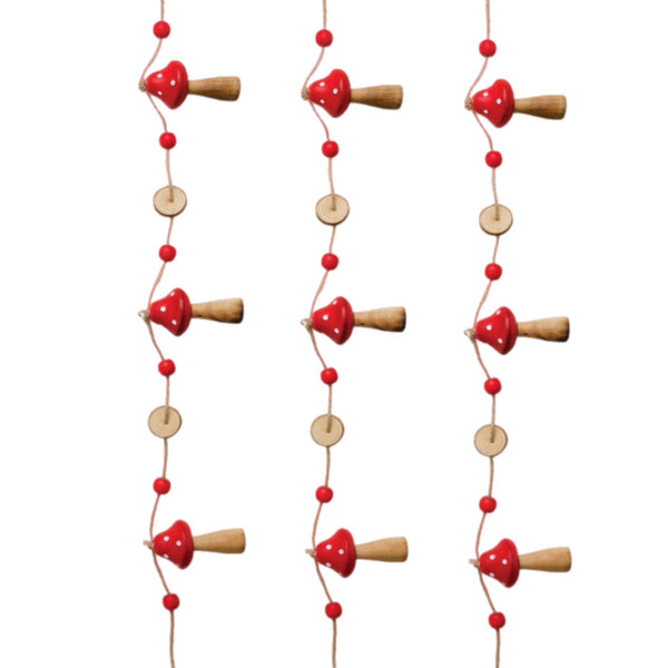 3' Mushroom Wooden Garland