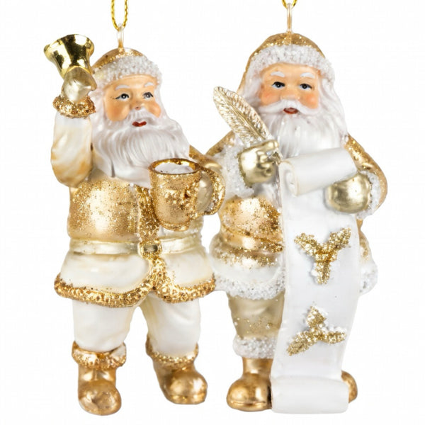 Assorted Gold & White Santa Ornament, INDIVIDUALLY SOLD