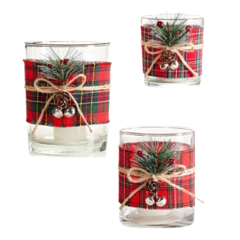 Assorted Plaid Votive Candle Holder, INDIVIDUALLY SOLD