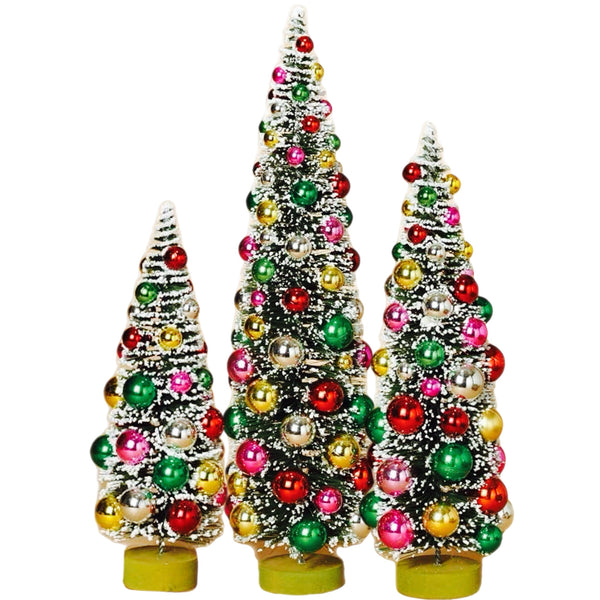 Assorted Multicoloured Bottlebrush Tree Figurine, INDIVIDUALLY SOLD