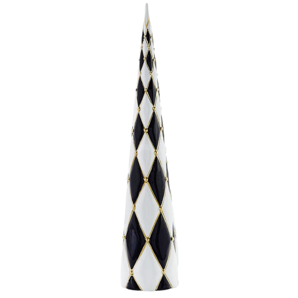 Assorted Black & White Diamond Cone Figurine, INDIVIDUALLY SOLD