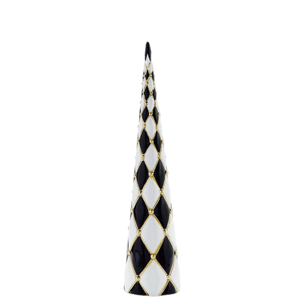 Assorted Black & White Diamond Cone Figurine, INDIVIDUALLY SOLD