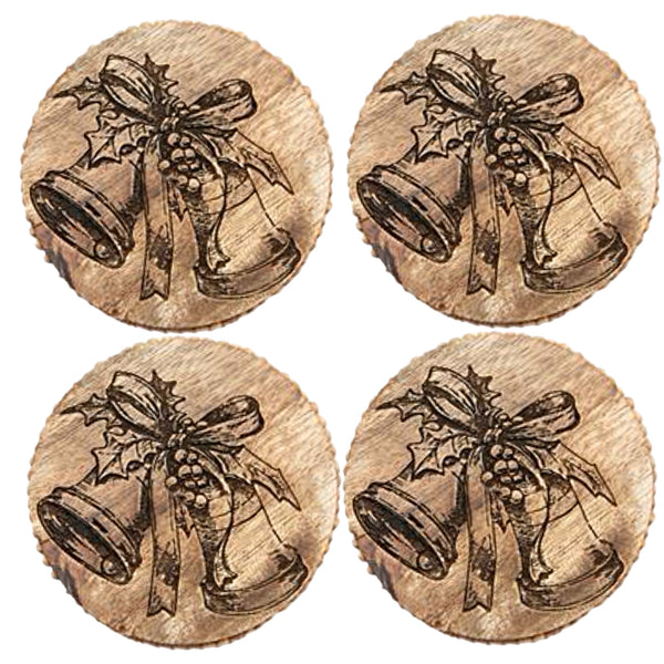 Bells With Bows Coasters, Set Of 4