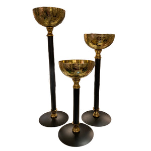 Assorted Black And Gold Pillar Candle Holder, INDIVIDUALLY SOLD