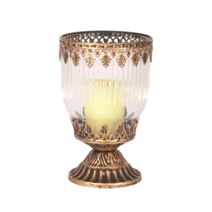 Gold Pedestal Pillar Candle Holder