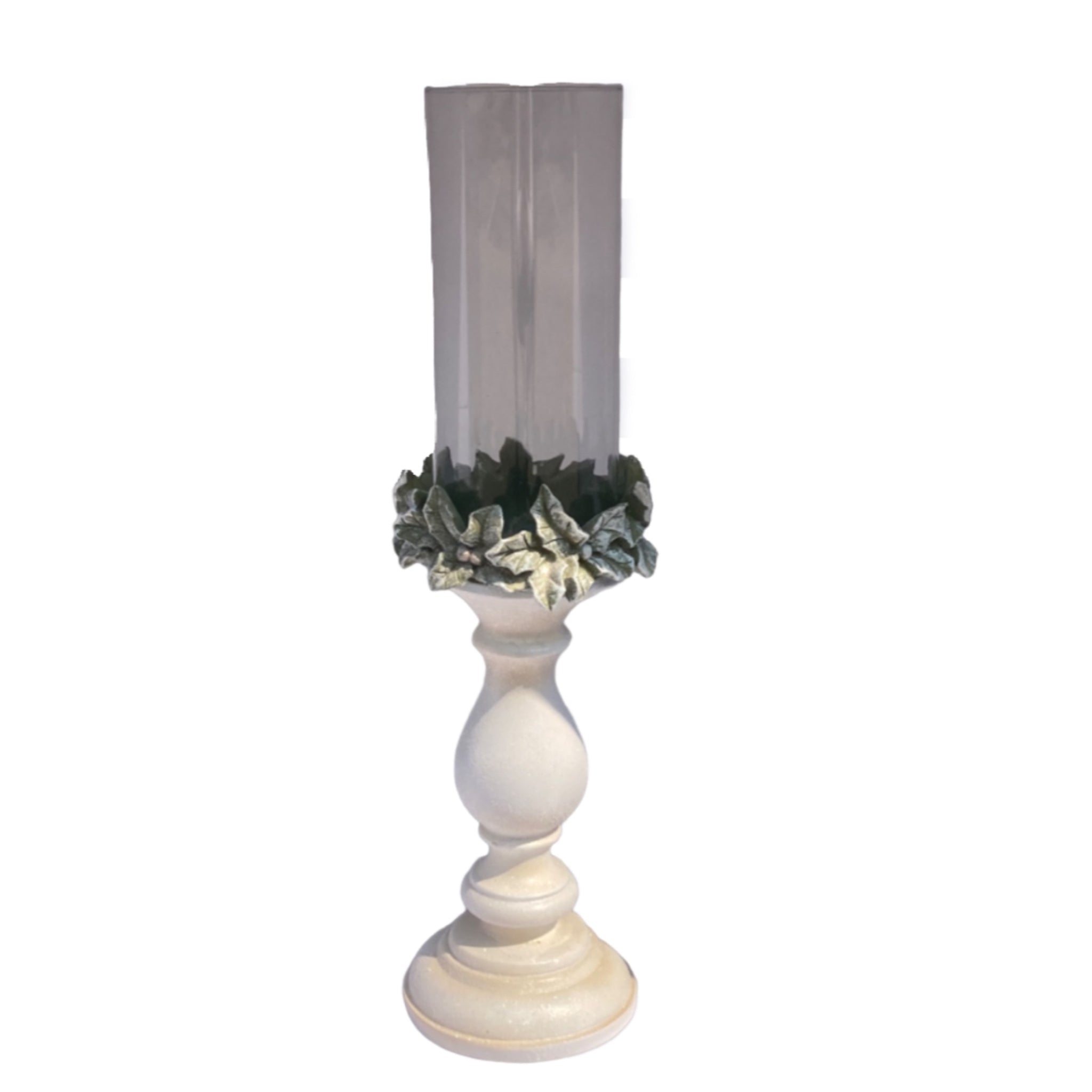 Holly Hurricane Pillar Candle Holder-LARGE