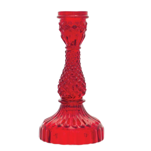 Depression Glass Taper Candle Holder: MEDIUM RED