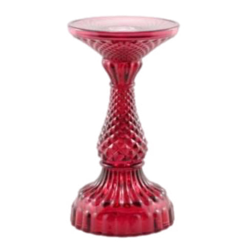 Depression Glass Pillar Candle Holder: SMALL RED