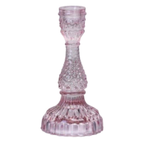 Depression Glass Taper Candle Holder: MEDIUM PINK