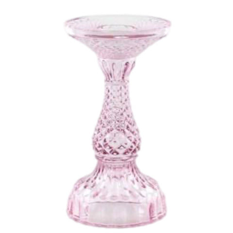 Depression Glass Pillar Candle Holder: SMALL PINK