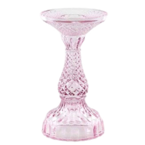 Depression Glass Pillar Candle Holder: LARGE PINK