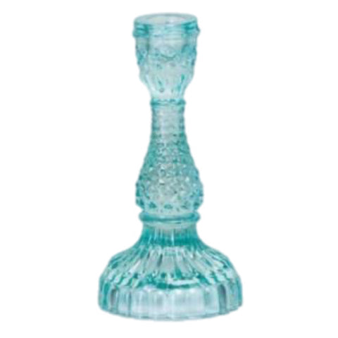 Depression Glass Taper Candle Holder: MEDIUM AQUA