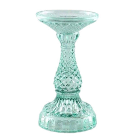 Depression Glass Pillar Candle Holder: LARGE AQUA