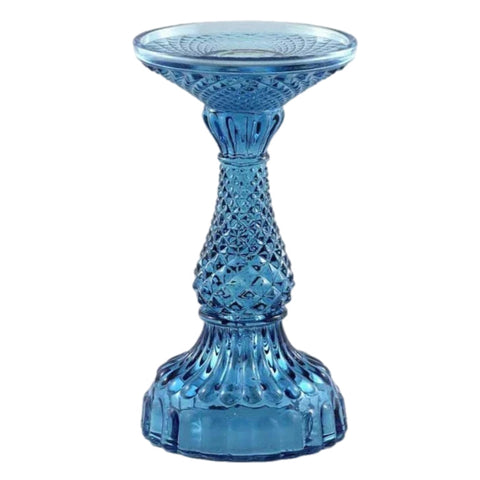 Depression Glass Pillar Candle Holder: SMALL NAVY