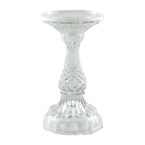 Depression Glass Pillar Candle Holder: SMALL CLEAR