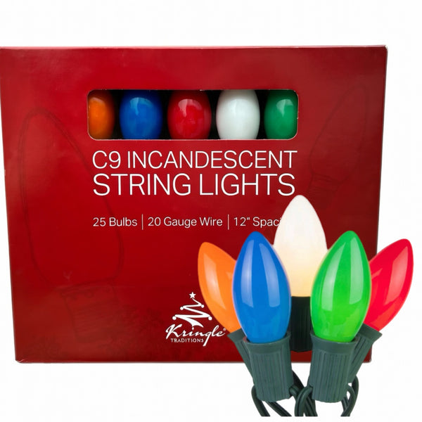 25 Multicolored Frosted C9 Lights INDOOR/OUTDOOR