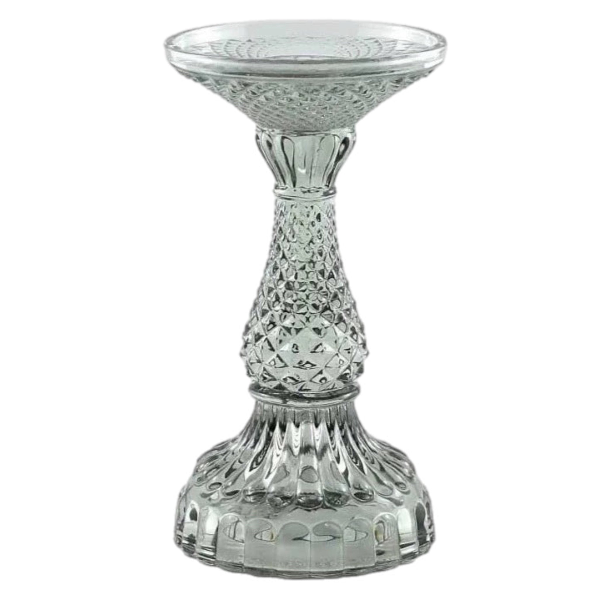 Depression Glass Pillar Candle Holder: SMALL SMOKE