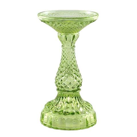 Depression Glass Pillar Candle Holder: LARGE LIME