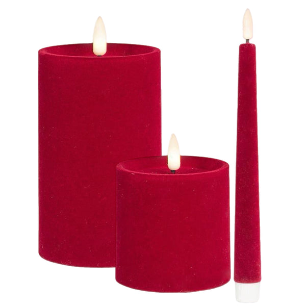 Assorted Burgundy Velvet Flameless Candle, INDIVIDUALLY SOLD