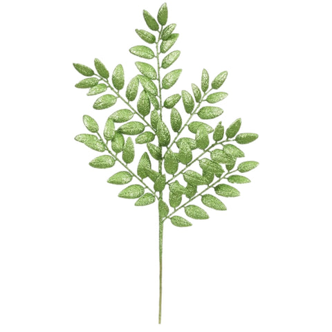 Chartreuse Glitter Leaf Spray