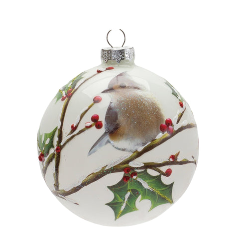 Chickadee With Holly Ball