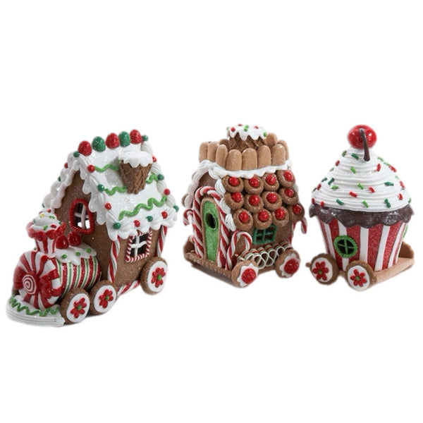 Gingerbread Train Figurine, Set Of 3