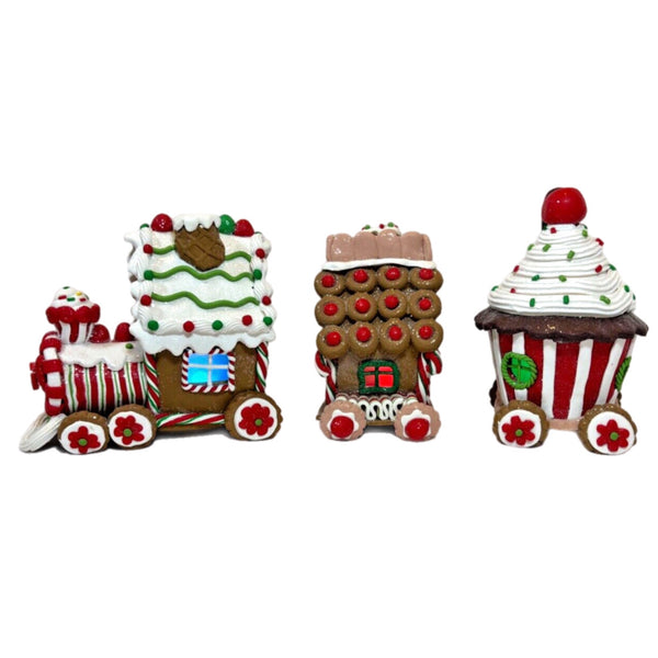 Gingerbread Train Figurine, Set Of 3