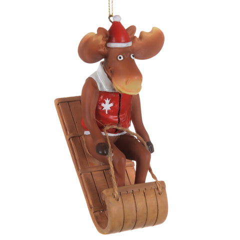 Moose Tobogganing Ornament