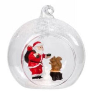 Santa With Squirrel Diorama Ball