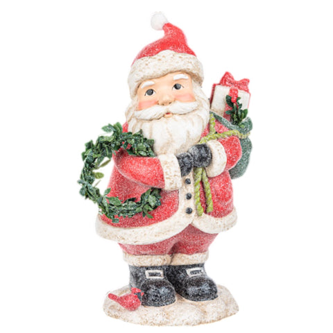 Santa With Wreath Figurine