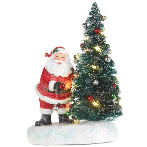 Santa With Lite Tree Figurine